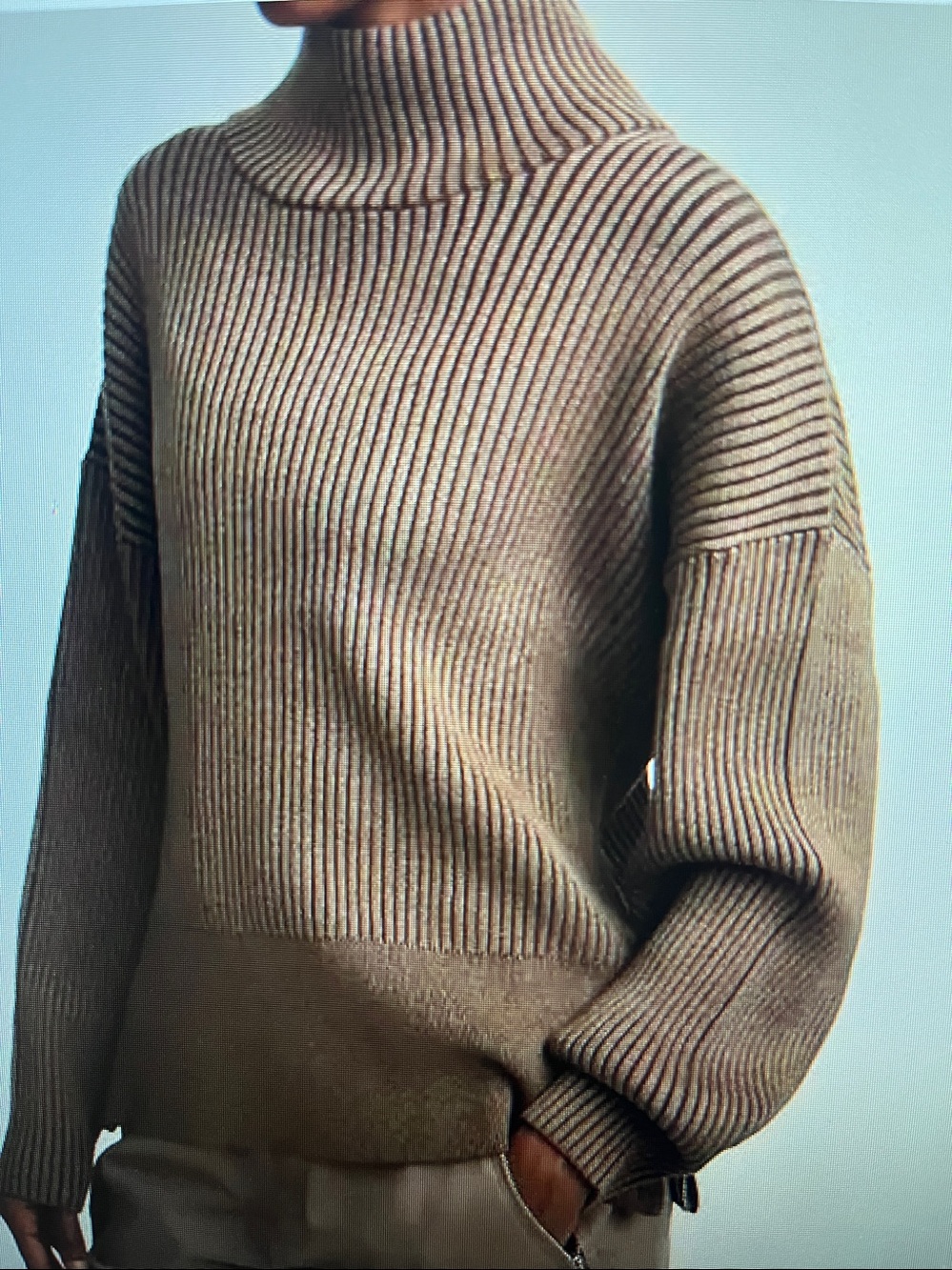 Varley Mayfair mock neck knit sweater in shiitake marl brown Size Medium